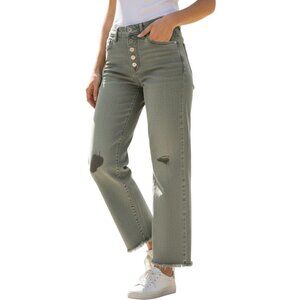 7 For All Mankind Jeans Green Cropped 26 Womens NWT High Rise Denim